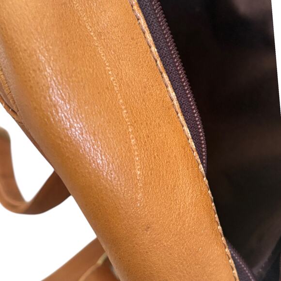 VTG 80’s Biker Preppy Hippie Boho Genuine Leather Hobo Backpack Leather Brown - Picture 10 of 11